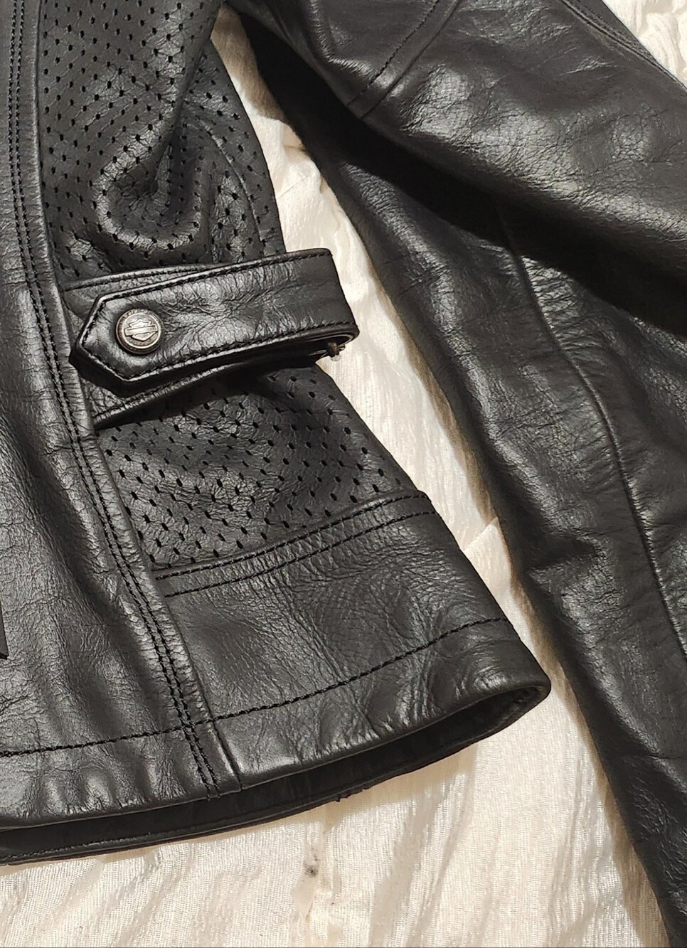 Black Perforated Leather Jacket